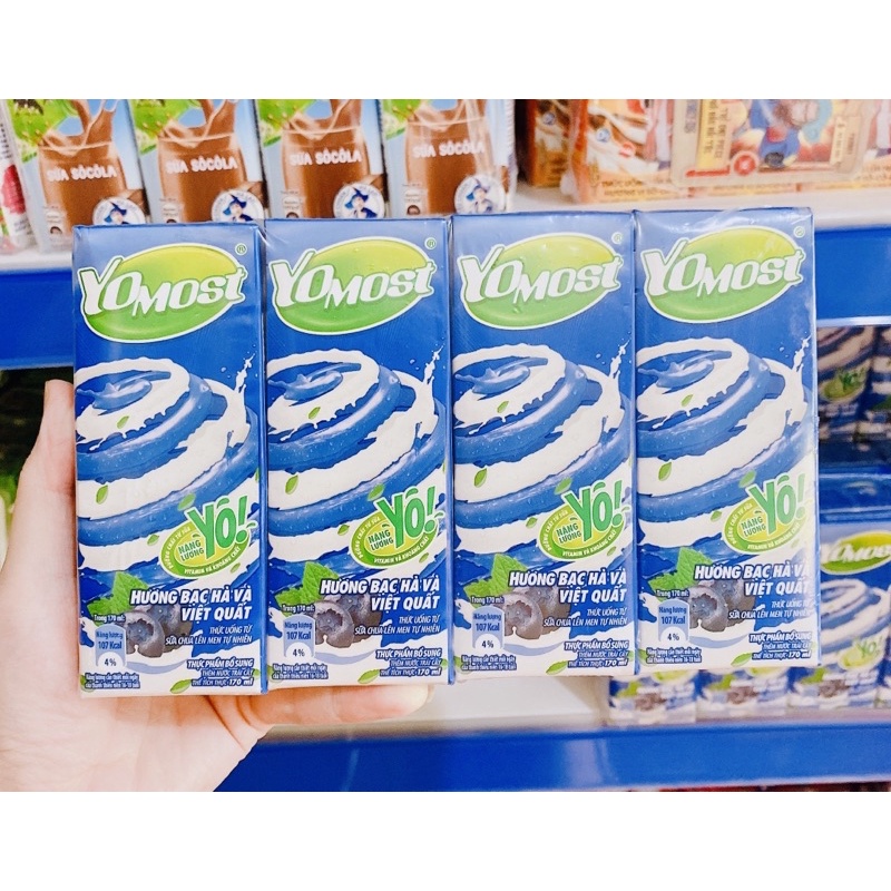 SỮA CHUA HƯƠNG CAM, BẠC HÀ VIỆT QUẤT, HƯƠNG DÂU YOMOST 170ML