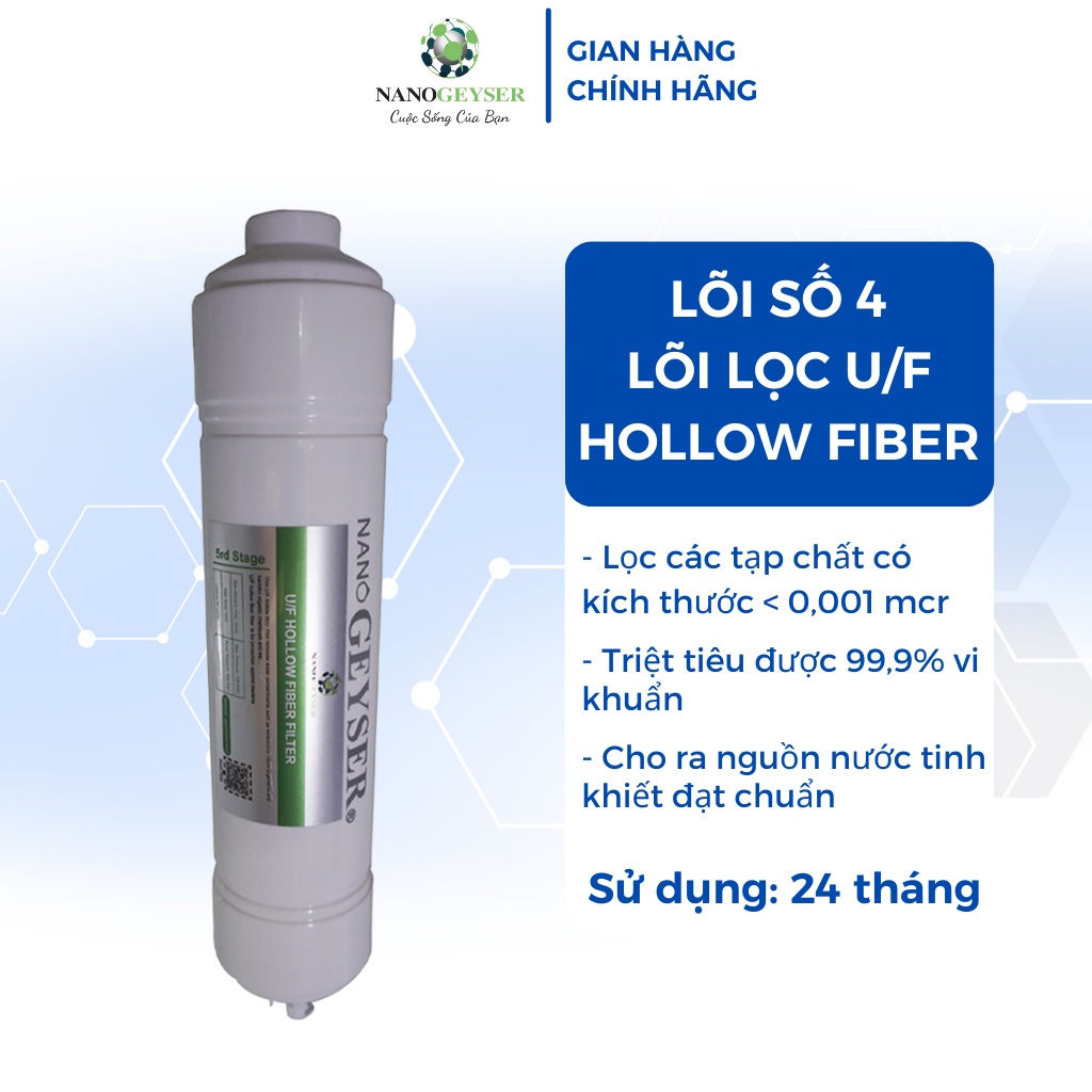 Bộ 8 lõi máy Nano Không điện không nước thải, NANO GEYSER dùng cho các dòng máy UF, máy Crystal không điện
