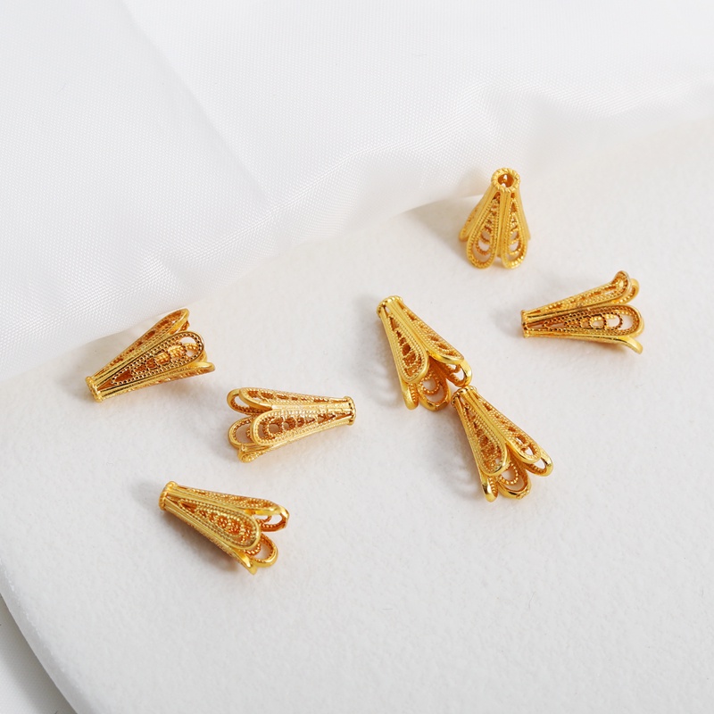 Giá Đỡ Hạt Cườm Bằng Đồng Mạ Vàng 18k Thiết Kế Đục Lỗ Xuyên Thấu Dùng Làm Trang Sức Thủ Công diy