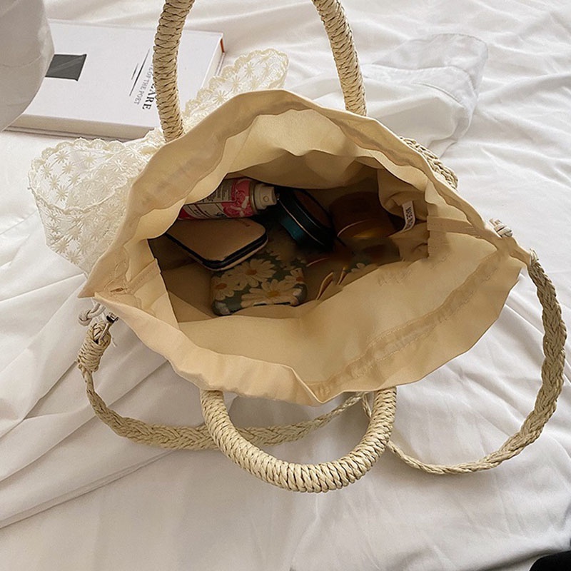 Túi xách IELGY đan rơm phong cách đi biển dành cho nữ