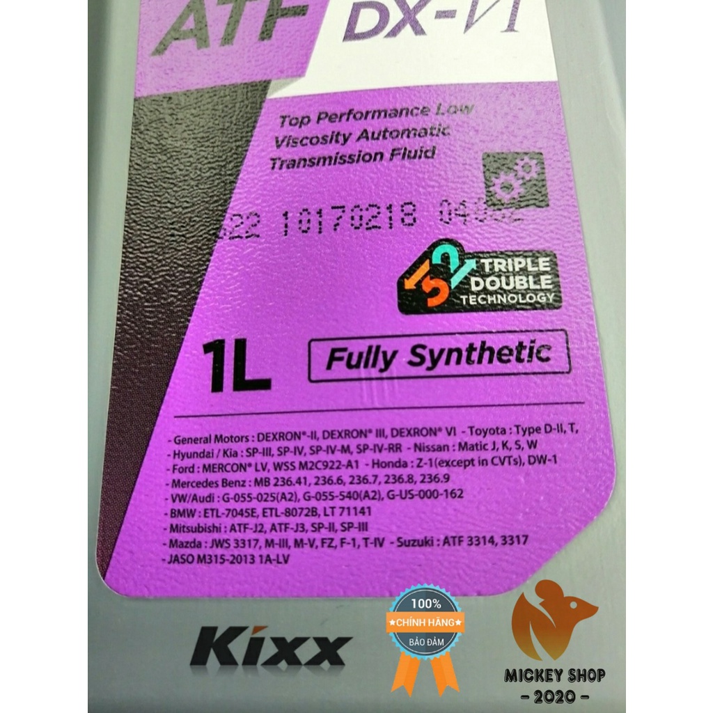 [ CAO CẤP ] Dầu hộp số tự động Trợ lực tay lái Kixx ATF DX VI 1L - CHÍNH HÃNG