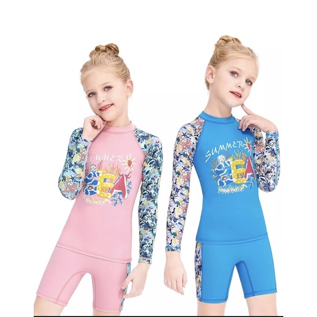 Đồ bơi tay dài quần ngắn sea summer bé gái