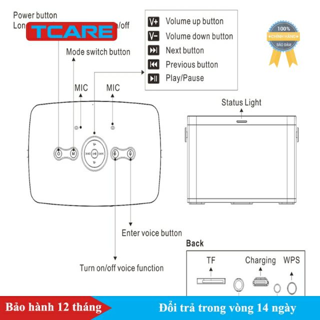 Loa Wifi Bluetooth Tcare Amazon Alexa 20W Siêu Bass - Chính Hãng