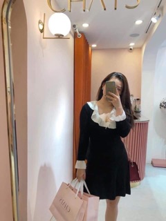 Váy len cổ bèo