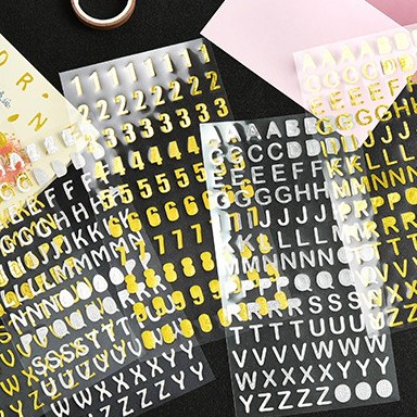 Hình Dán Chống Nước Nhựa PET Họa Tiết Bảng Chữ Cái Chữ Số ST44