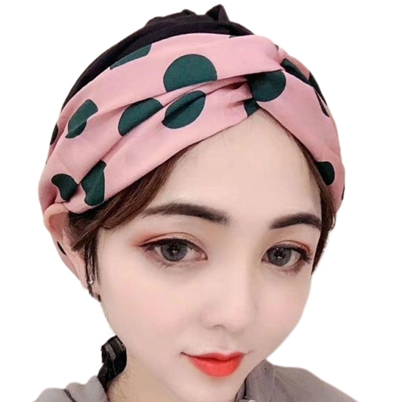 Mũ Turban Thắt Nút Co Giãn Họa Tiết Chấm Bi Màu Sắc Tương Phản Phong Cách Dân Tộc Dành Cho Nữ Mặc Khi Ngủ