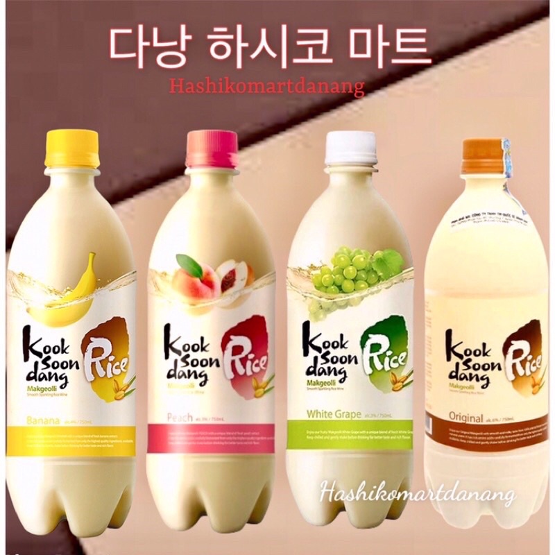 &lt;HOT&gt; Nước gạo Hàn Quốc Makgeolli 750ml vị truyền thống chuối/ nho/ đào