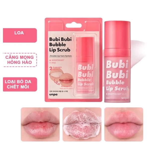 Gel sủi cực lành tính, làm bong tróc da chết môi, siêu mềm môi Unpa Bubi Bubi Lip