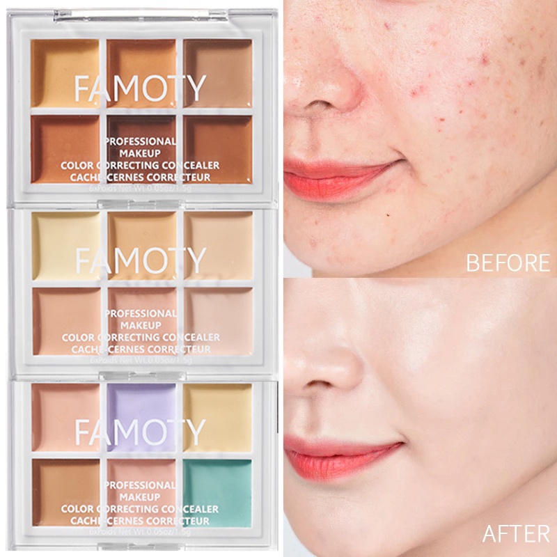 Bảng Kem Che Khuyết Điểm 6 Màu Tự Nhiên Lâu Trôi Chống Thấm Nước Che Phủ Quầng Thâm Mụn Chuyên Nghiệp