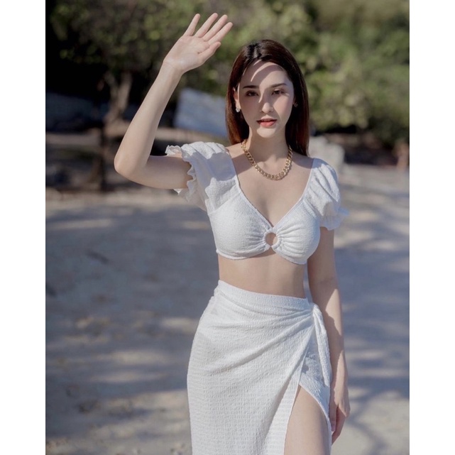 Set bikini 3 món đen trắng