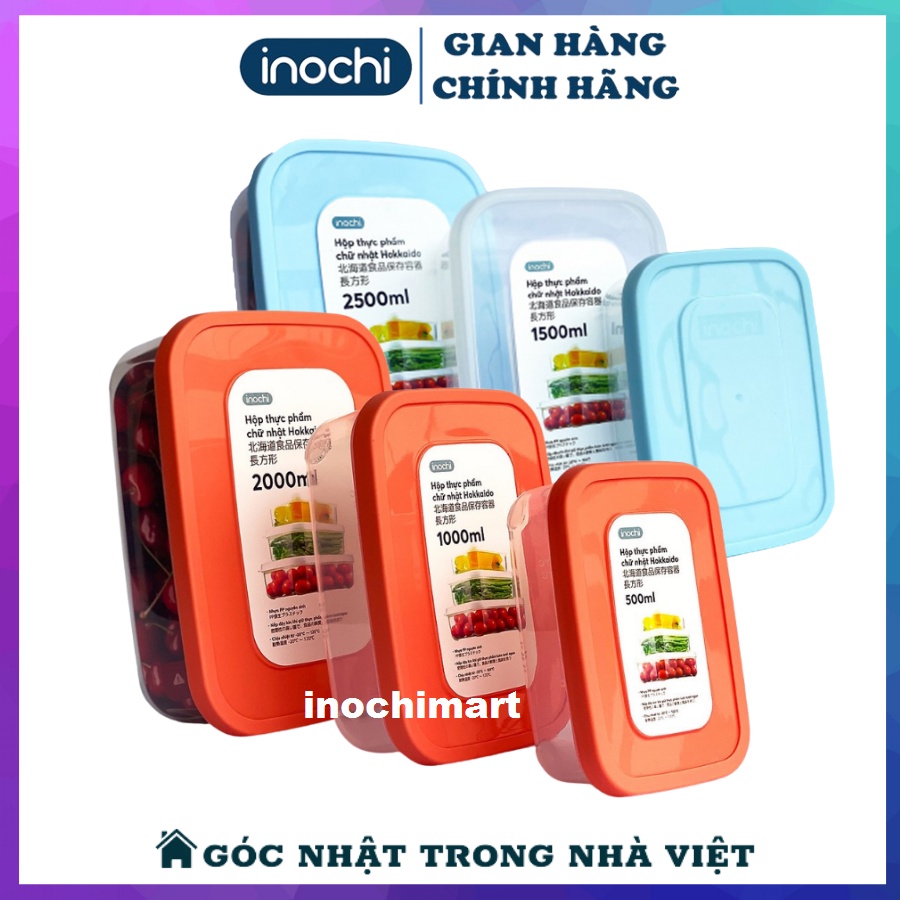 Hộp Đựng Thực Phẩm Nhựa INOCHI Không Mùi CHỮ NHẬT - Hộp Bảo Quản Thức Ăn Trong Lạnh 6 Size