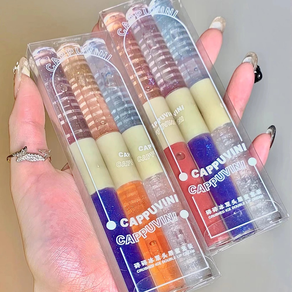 1 Bộ Son Môi Hai Đầu Màu Nhũ / Dưỡng Ẩm Lâu Trôi