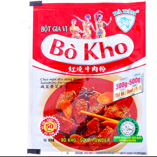 Bột gia vị Bò kho/ phở/ bún bò huế/ ngũ vị hương/ cary/ ragu Bà Tám gói 10g