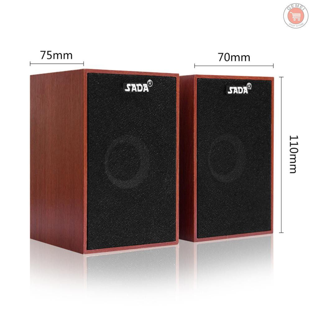 Loa thung subwoofer SADA V-160 có dây USB bằng gỗ âm thanh bass stereo dành cho máy vi tính