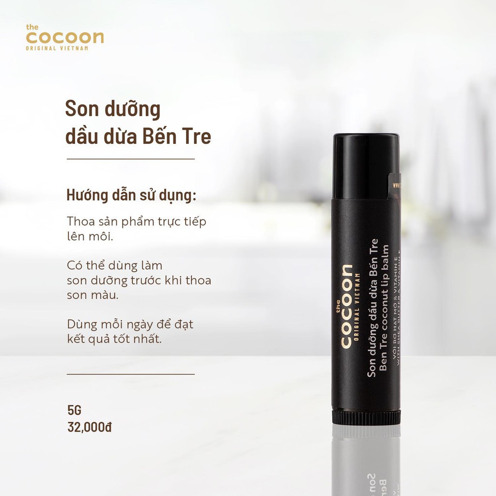 Son Dưỡng Dầu Dừa Bến Tre Việt Nam-  Cocoon Ben Tre Coconut Lip Balm 5g