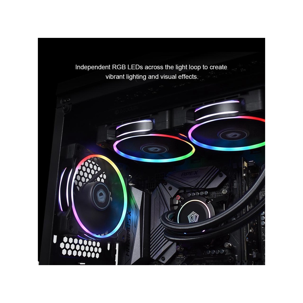 Bộ 3 quạt tản nhiệt ARGB ID-Cooling ZF-12025-RGB-TRIO led RING cực độc