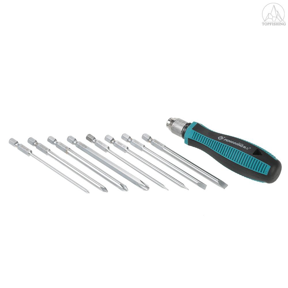 Tfh 9pcs Multi-functional Insulated Screwdrivers Set with Magnetic Slotted and Phillips Bits Electrical Work Repair Tool