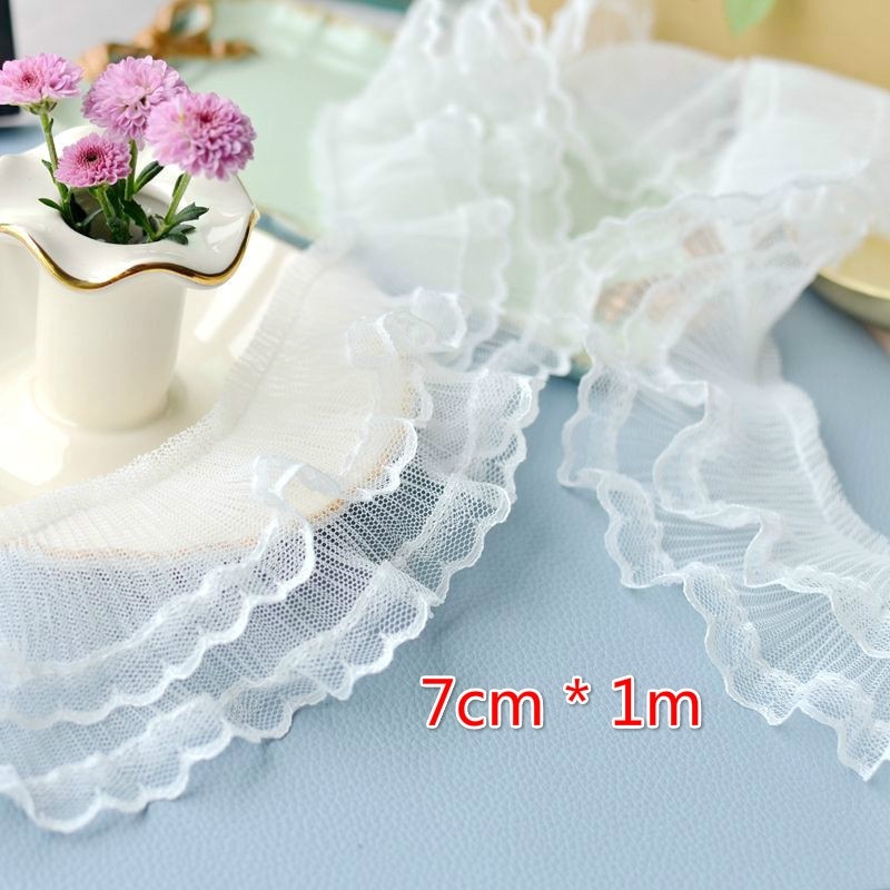 Dây Ren Hai Lớp 7cm * 1m Tự Làm Rèm Cửa Tiện Dụng Mate