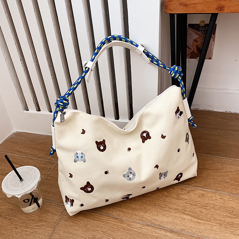 Túi Xách Đeo Vai Vải Bạt Sức Chứa Lớn Mẫu Mới 2022 Phong Cách Nhật Bản Dễ Phối Đồ Cho Nữ