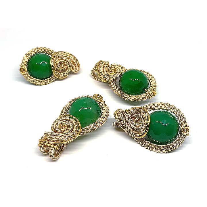 Dây Chuyền Mạ Vàng Mặt Đá Chrysoprase Tự Nhiên 16mm