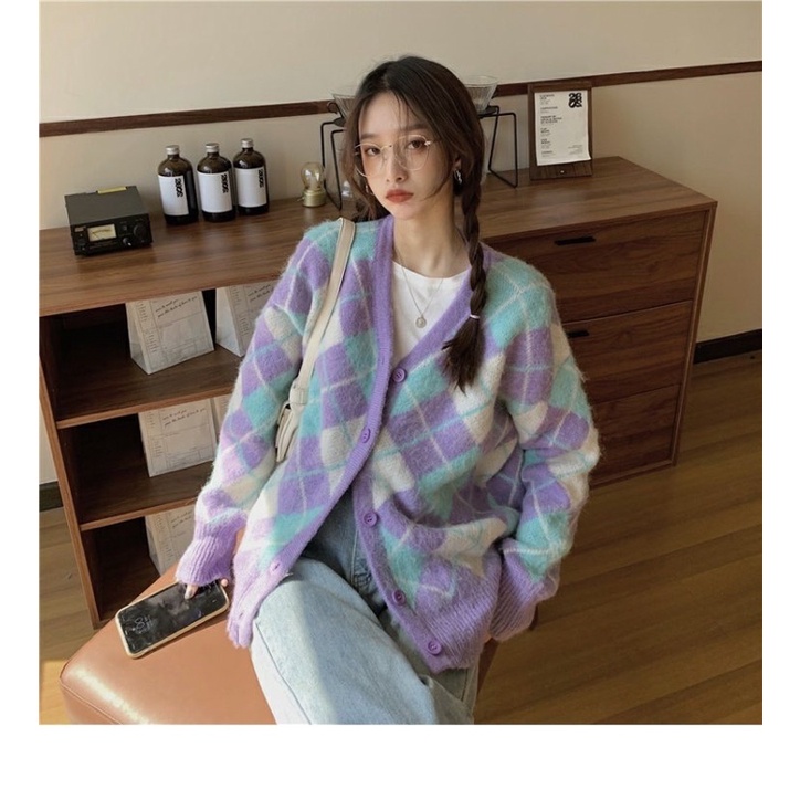 Áo cardigan len hoạ tiết quả trám hottrend thời trang 2021 | BigBuy360 - bigbuy360.vn