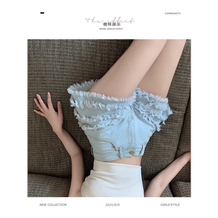 Quần Đùi denim Lưng Cao Phong Cách Năng Động Cho Nữ