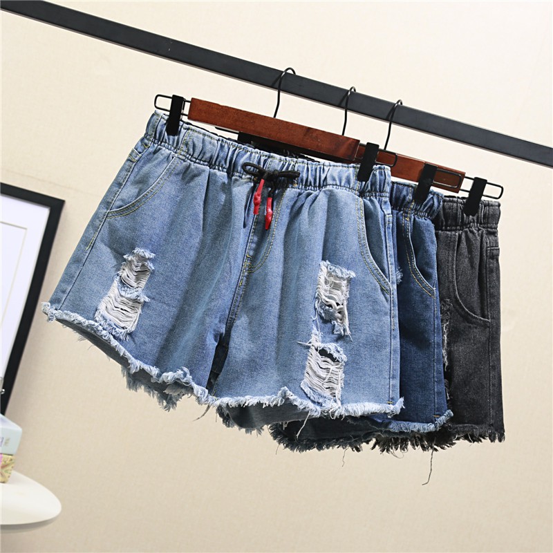 Quần Short Jeans Lưng Thun Co Dãn Phong Cách Hàn Quốc Size Xl-5Xl