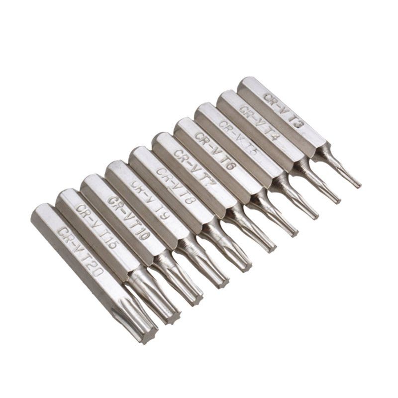 Bộ 10 đầu tua vít Cr-V Torx T3 T4 T5 T6 T7 T8 T9 T10 T15 T20 chuyên dụng
