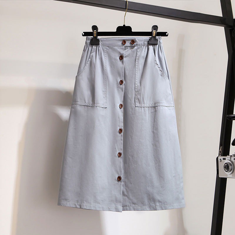 Chân váy midi lưng cao màu trơn phong cách Hàn Quốc cho nữ | BigBuy360 - bigbuy360.vn