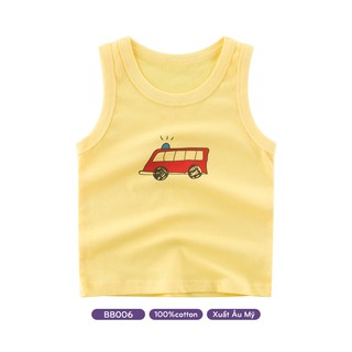 Áo thun ba lỗ EROKIDS in hình ô tô cho bé trai chất cotton hàng xuất Âu Mỹ