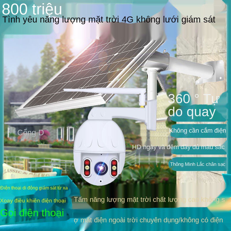 ℡▽Trường theo dõi năng lượng mặt trời 4G không có internet, camera giám sát 360 độ, điều khiển từ xa điện thoại di