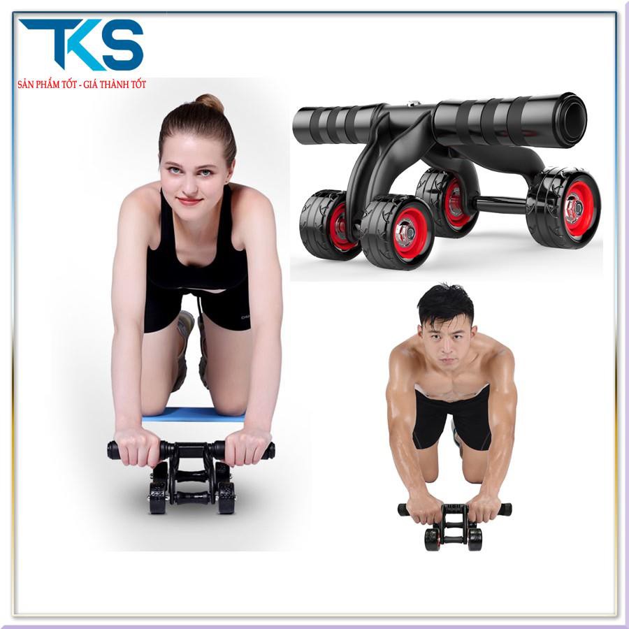 Con lăn tập bụng 4 bánh tập cơ bụng dễ dàng tiện dụng, hít đất giảm cân