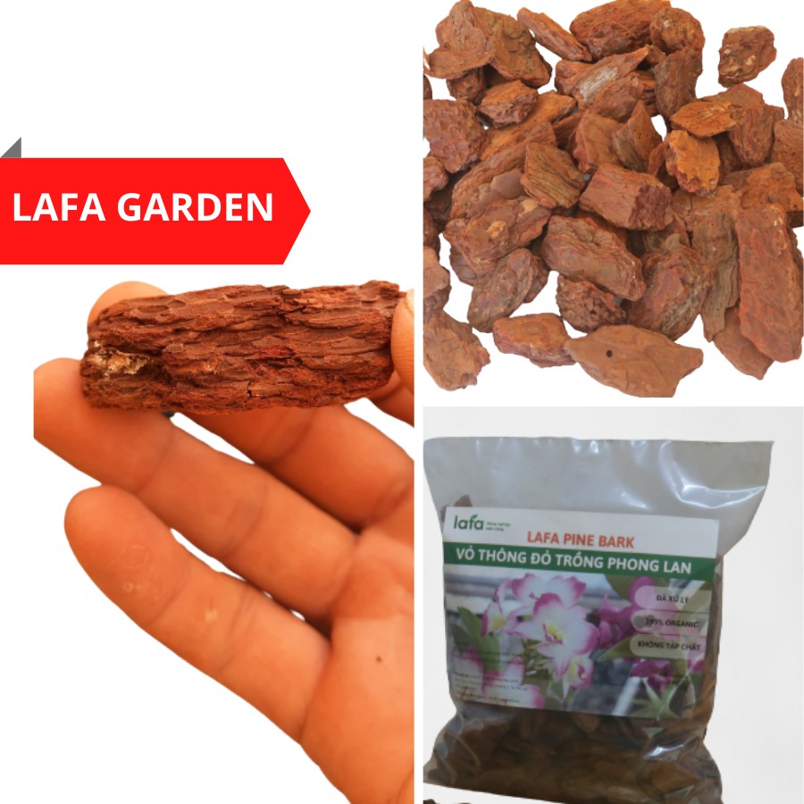 Vỏ thông đỏ trồng hoa lan LAFA PINE BARK túi 1kg giá thể trồng hoa lan đã qua xử lý