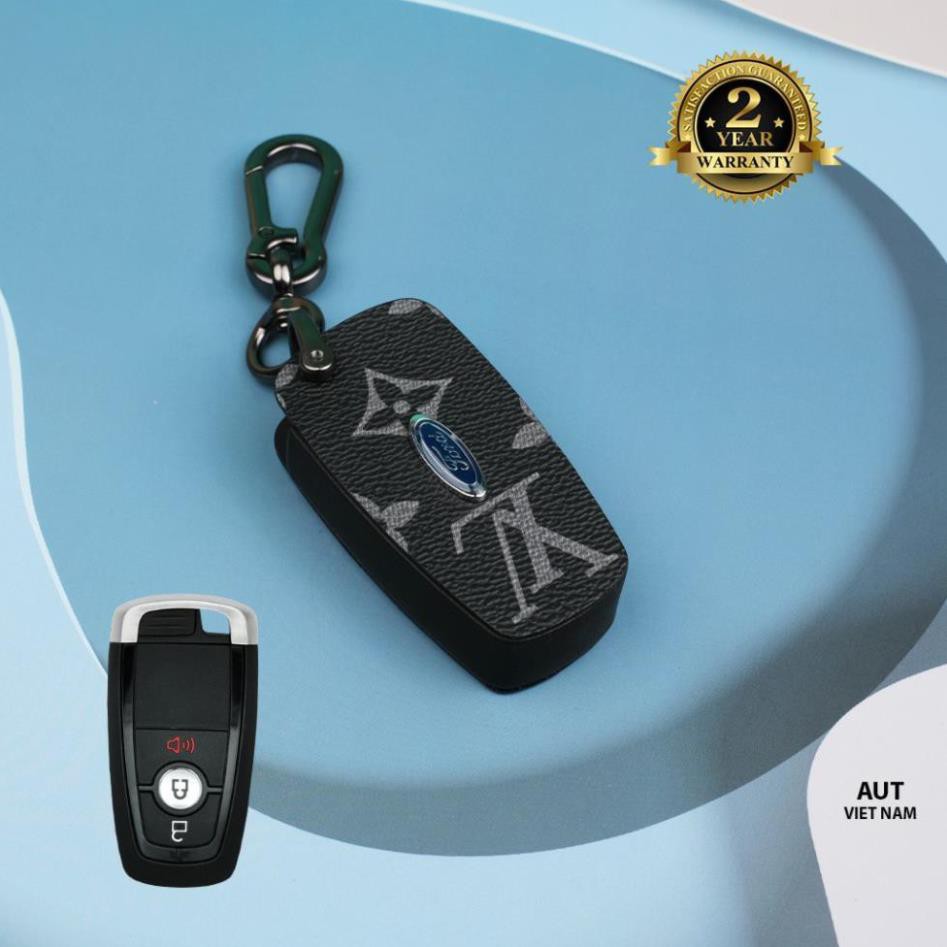 Bao da chìa khóa Smartkey Ford 3 nút (Ford Ecosport, Everest, Ranger, Explorer) nút da Canvas L. V xẻ túi cao cấp