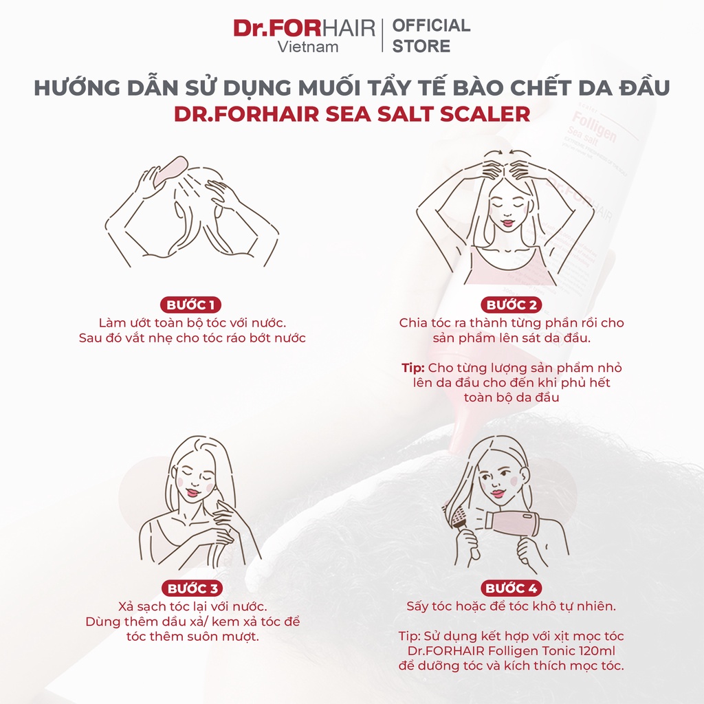 Muối tẩy tế bào chết, tẩy tế bào da đầu, làm sạch da đầu Dr.FORHAIR Sea Salt Scaler 50g