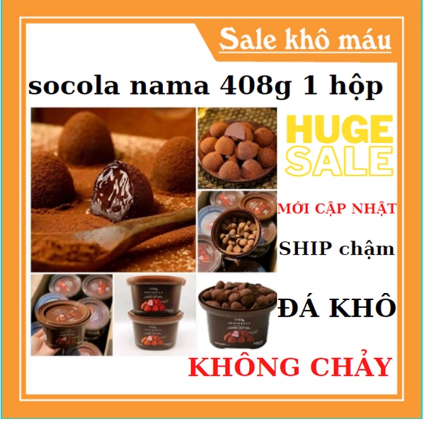 Socola Nama tươi 1 hôp 408g 80 viên nhỏ xinh dễ ăn siêu chất lượng tan chảy khi ăn trong miệng , socola nội trung địa