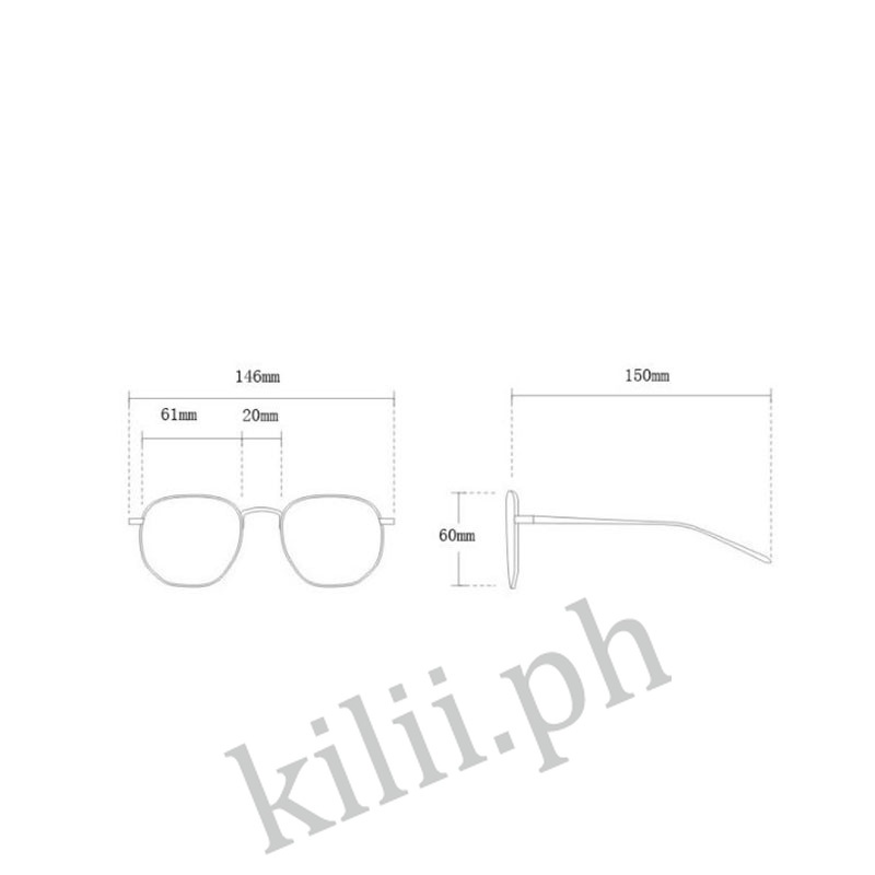 Kilii Kính Mát Gọng Vuông Tròn Chống Tia uv Thời Trang Đường Phố