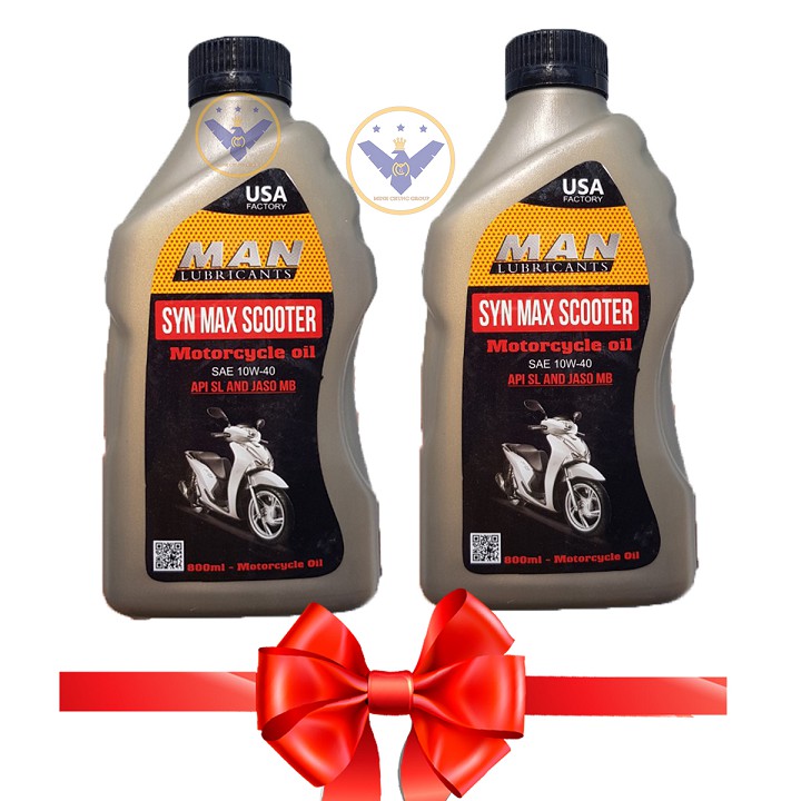 COMBO 2 Dầu nhớt xe tay ga cao cấp tổng hợp MAN Syn Max Scooter 10W-40 lon 800ML
