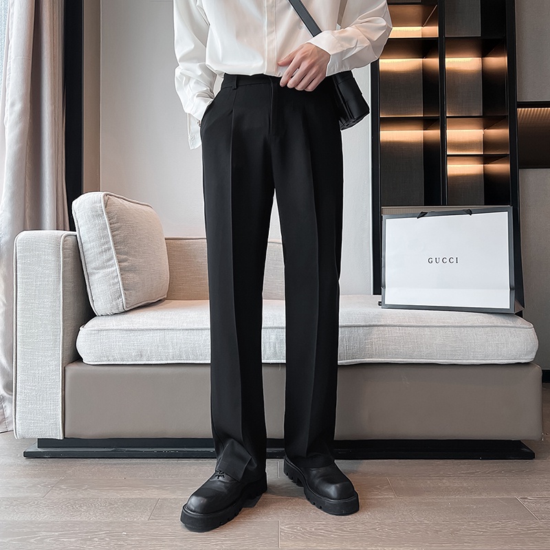 Quần tây ống suông rộng đen rách gối nam nữ Ulzzang - quần nam hàn quốc