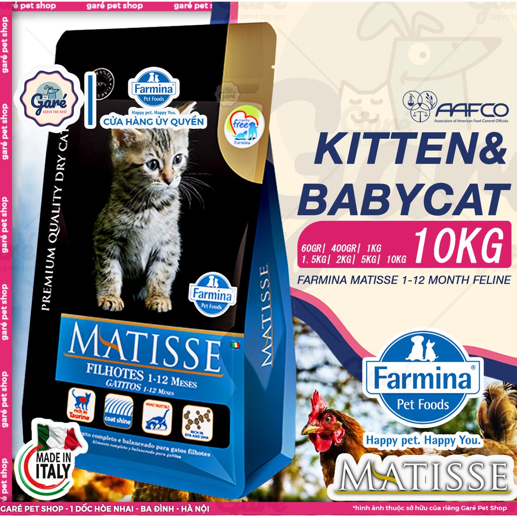 10kg - Hạt Kitten &amp; Babycat Farmina Matisse cho Mèo con 1 - 12th (Italy) chống sỏi thận - Farmina Matisse Kitten Food