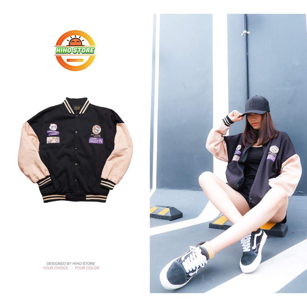 [Ảnh thật] Áo khoác Bomber Tikkeo Màu Đen Nâu 2 lớp Unisex nam nữ