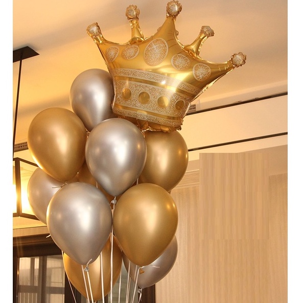 Set 50 Quả Bóng Tròn Siêu Nhũ Chrome Size 12&quot; Các Màu Trang Trí SInh Nhật Party - Kem Shop K17