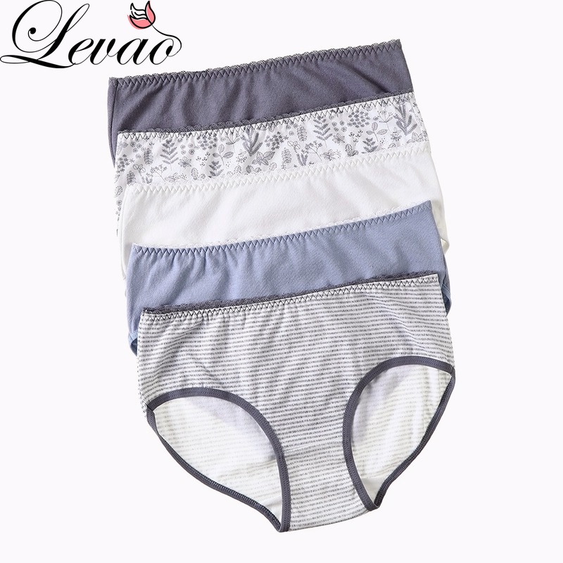 Quần lót Levao lưng vừa chất liệu cotton in họa tiết dễ thương cho nữ