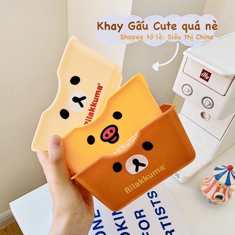 Khay Nhựa Đựng Đồ Tiện Ích Hình Gấu RILAKKUMA Dễ Thương Decor Phòng Khay Nhựa Đựng Đồ Cá Nhân Kệ Mỹ Phẩm Đựng Trang Sức