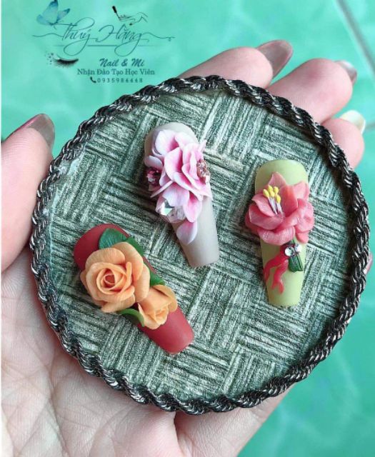 Bột Nail Set 12 hũ bột 10g chuyên đắp hoa bột nail.