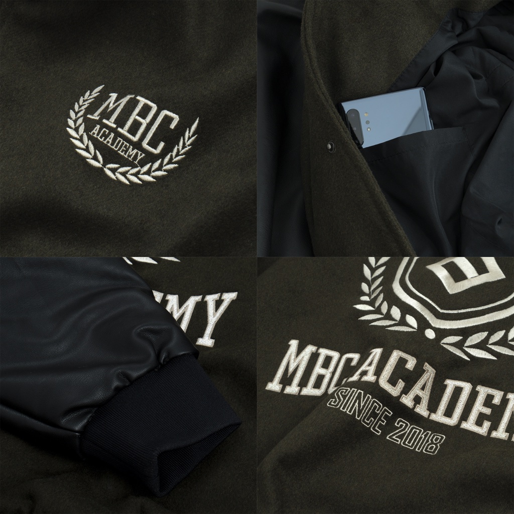 Áo Khoác MBC Academy Varsity Jacket - Light Sand/Dark Green