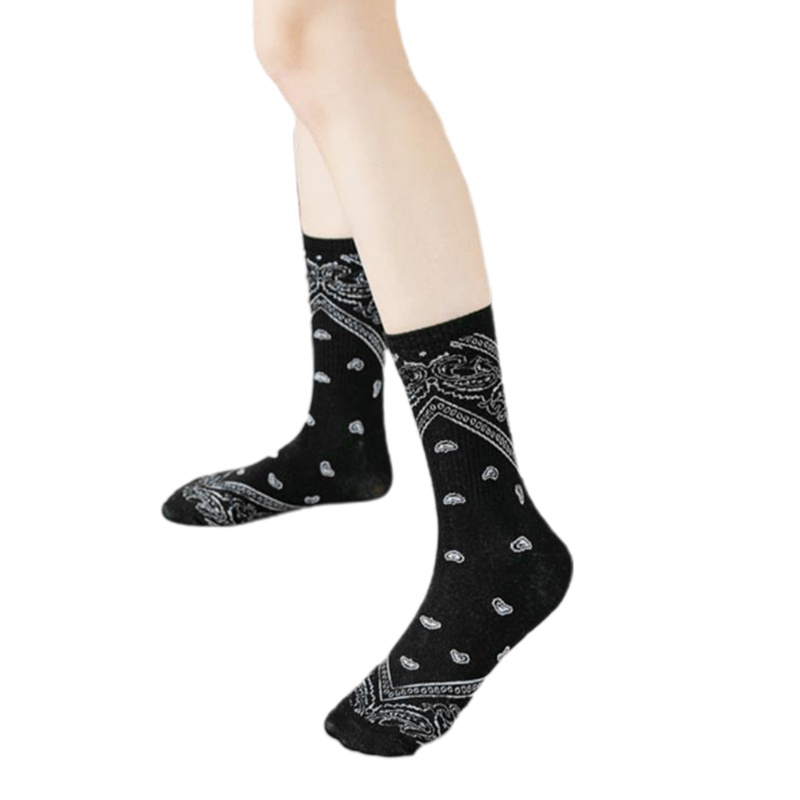 Vớ Thể Thao Bằng Cotton Họa Tiết Hoa Paisley Màu Trắng Đen Phong Cách Hip Hop Đường Phố Harajuku Cho Nam Và Nữ