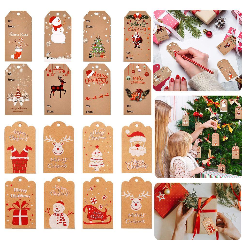 100 Tag Giấy Hình Ông Già Noel Tự Trang Trí Cây Thông Giáng Sinh