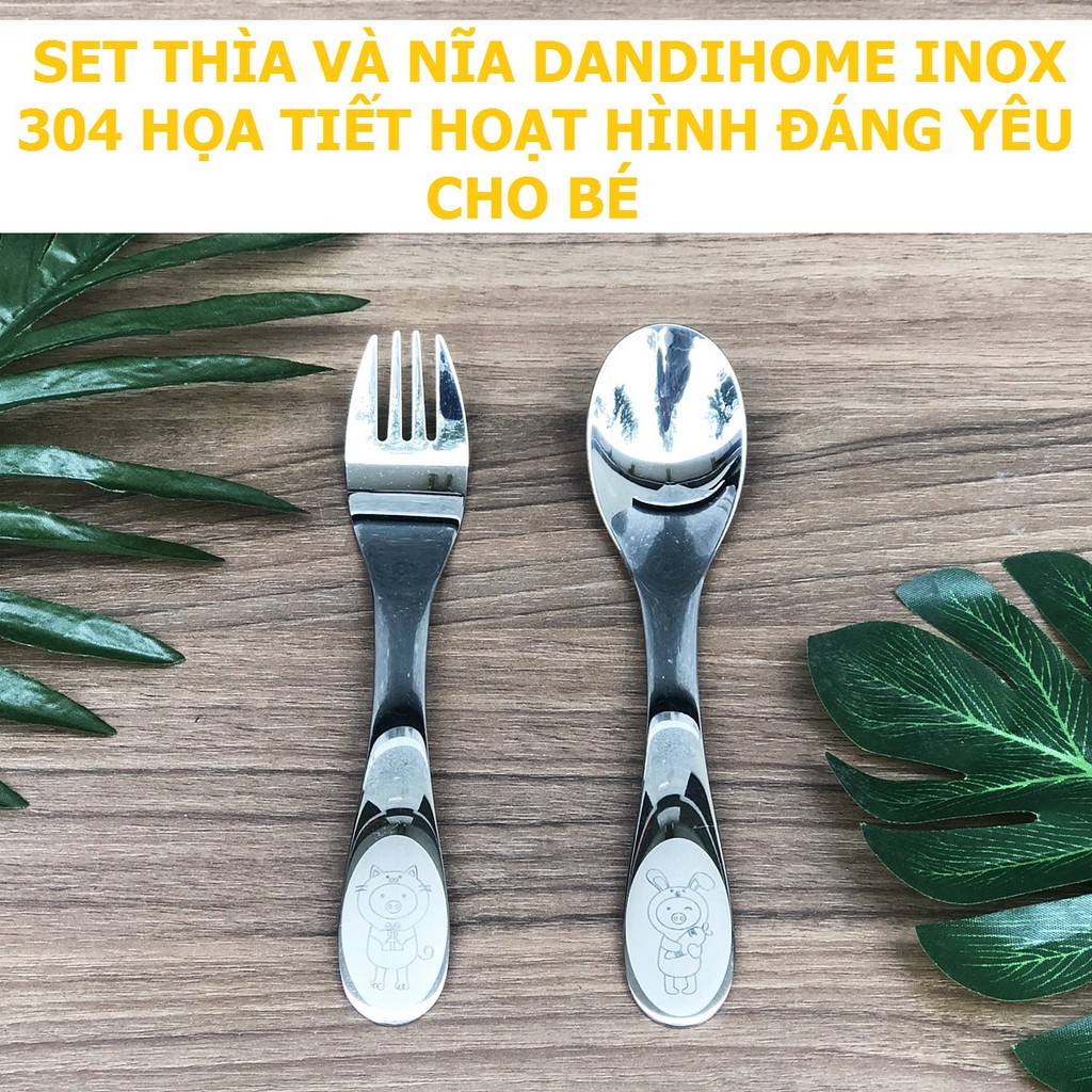 Bộ dao thìa nĩa cho bé tập ăn DandiHome inox 304 cao cấp an toàn vệ sinh - Có các lựa chọn