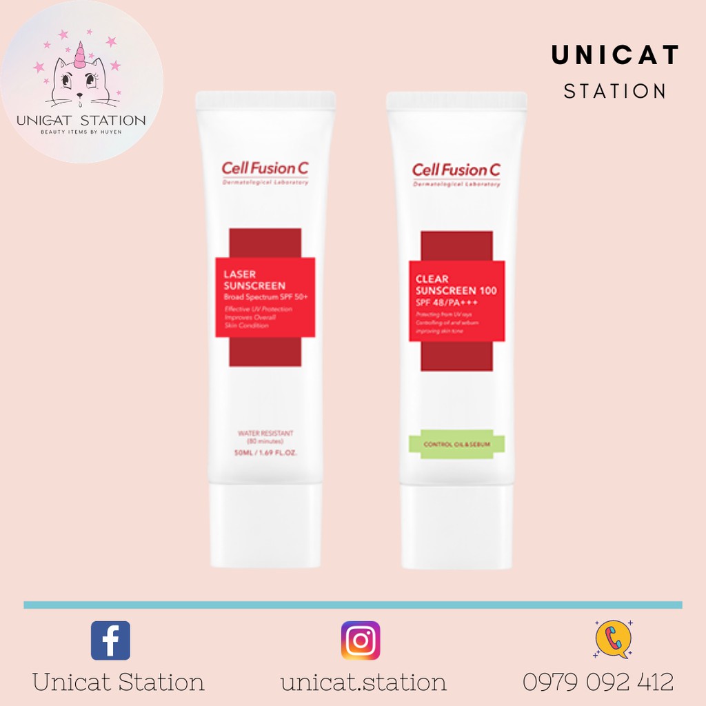 Kem Chống Nắng CELL FUSION C Laser/Clear Sunscreen (Đỏ/Xanh, 10ml/50ml)